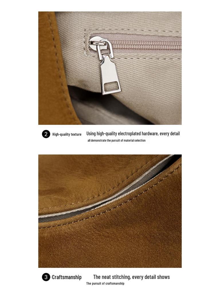 High-End Frosted Genuine Leather Cowhide Shoulder Bag - Women's Luxury Crossbody Tote Handbag