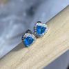 Blue love zircon stud earrings simple versatile spiral screw stud earrings