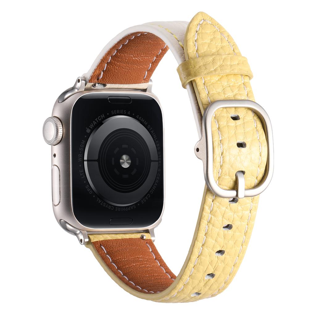 Watch Band for Apple Watch Series 10 9 8 7 SE 6 5 4 3 2 1 42mm 41mm 40mm 38mm Litchi Texture Genuine Cow Leather Strap