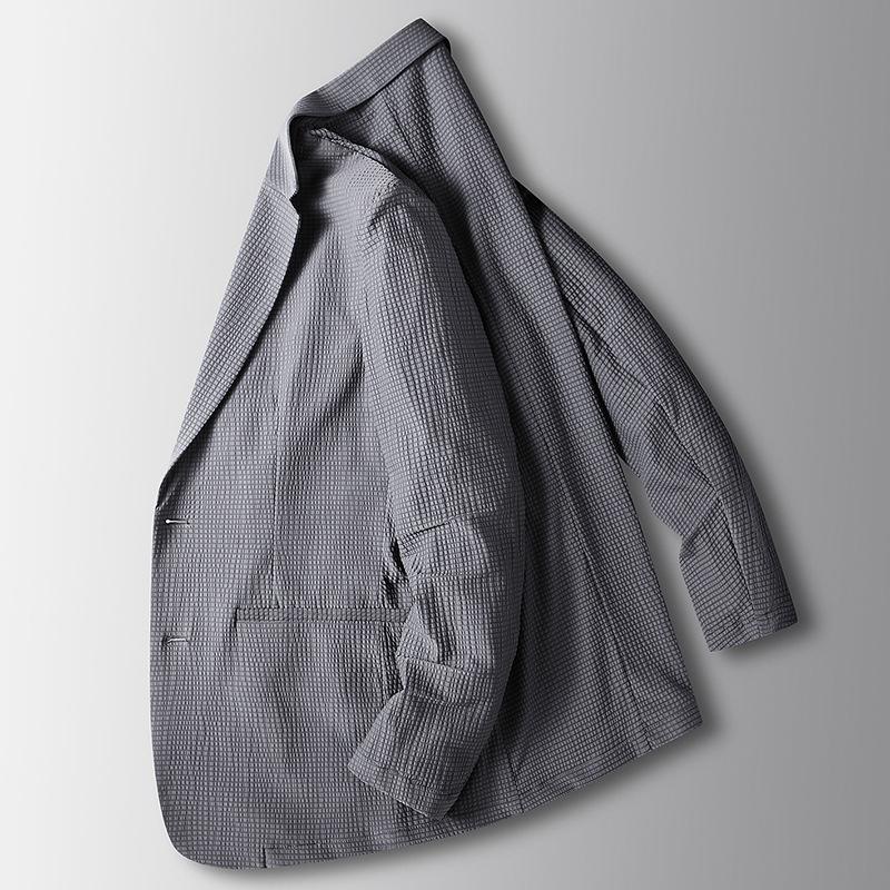 Men's Casual Suit Spring and Summer Ice Silk Elastic Cool Feeling Single West Middle-aged and Young People Light Luxury Business Suit Thin Jacket