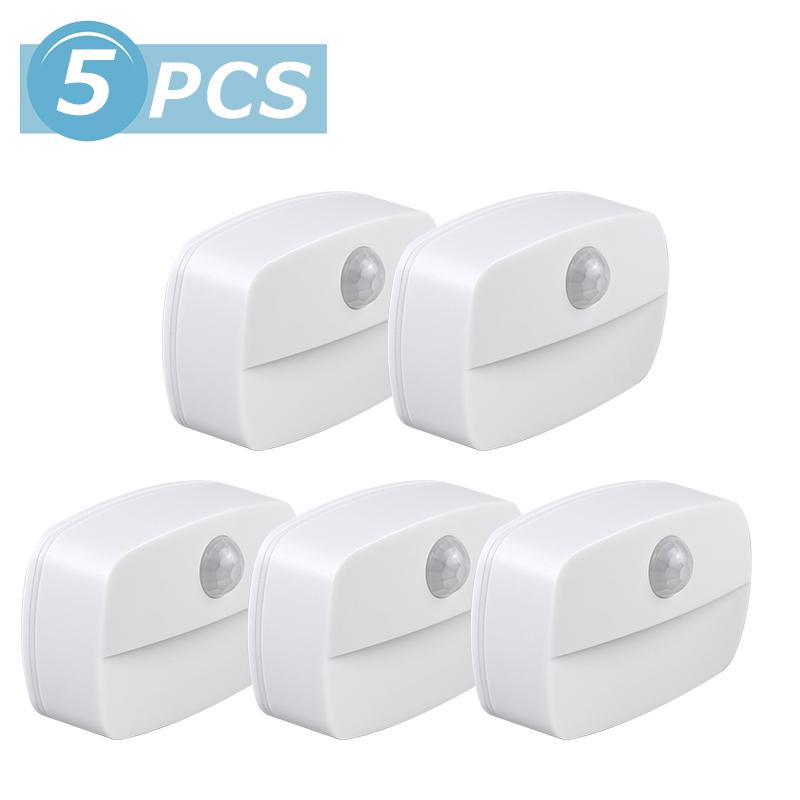 Wireless LED Motion Sensor Night Light Plug In Motion Detector Bedroom Staircase Closet Bedside Night Lamp 220V Battery Powered