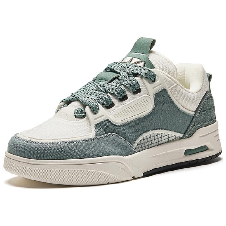 New Anta AOJIE Anti-Slip Wear-Resistant Low-Top Skateboard Shoes Men's White Green 112428041-2
