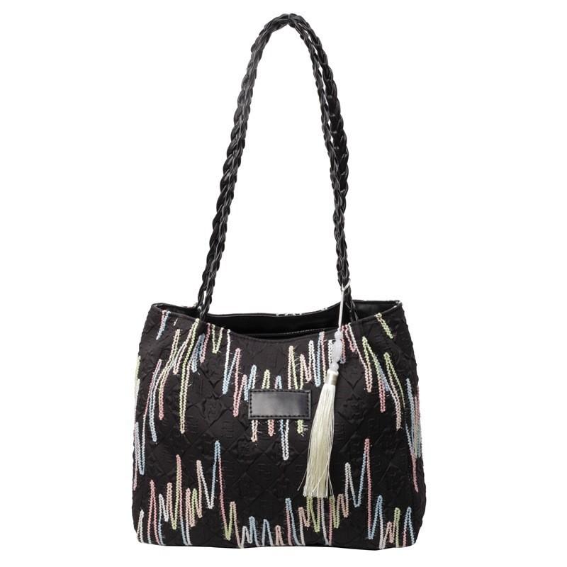 Stylish Casual Shoulder Bag 2024 Trendy Canvas Tote Bag In Colorful Stripes For Women