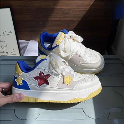 Fashion Platform Sneakers Women Spring Autumn Versatile Lace Up Casual Shoes Flat Bottom Walking Board Shoes Chunky Vulcanize Footwear