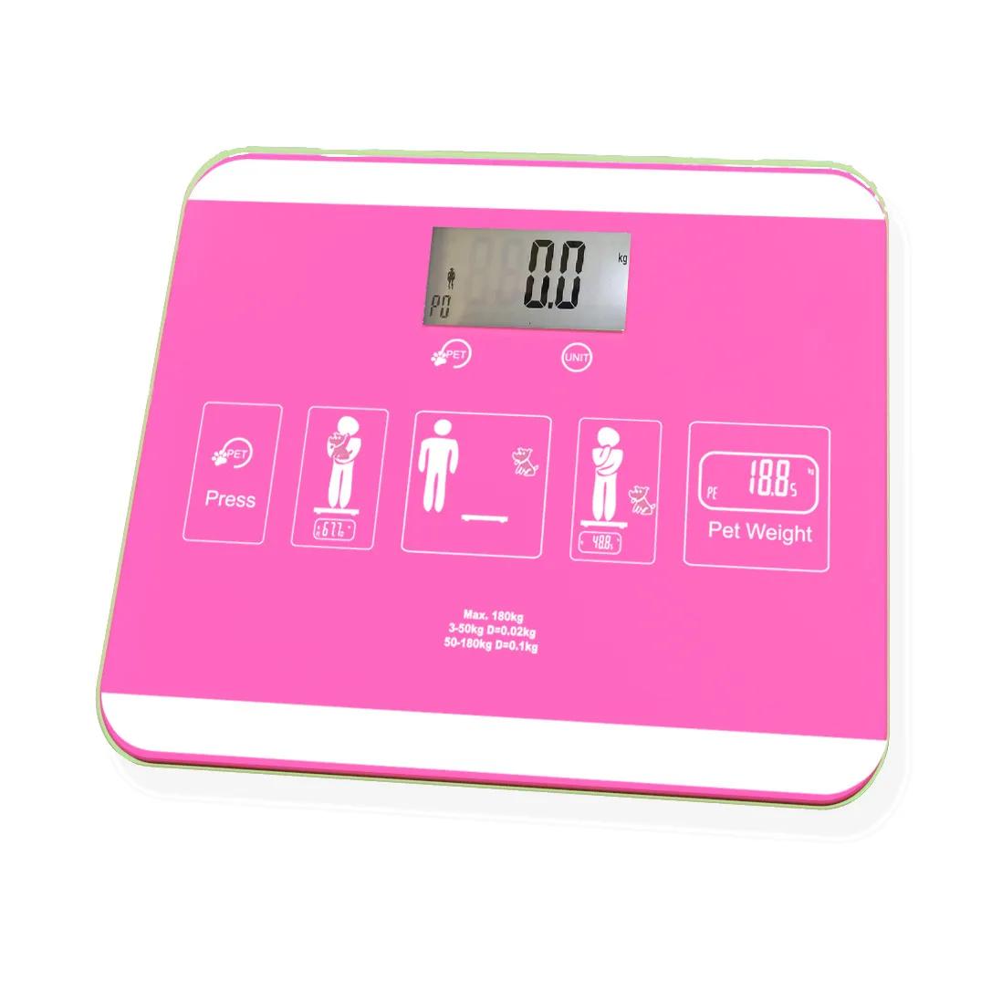

Весы для домашних животных 180 кг 20 г Прочные электронные весы для крупных собак и кошек Переключение между режимом удержания питомца и режимом взвешивания тела розовый