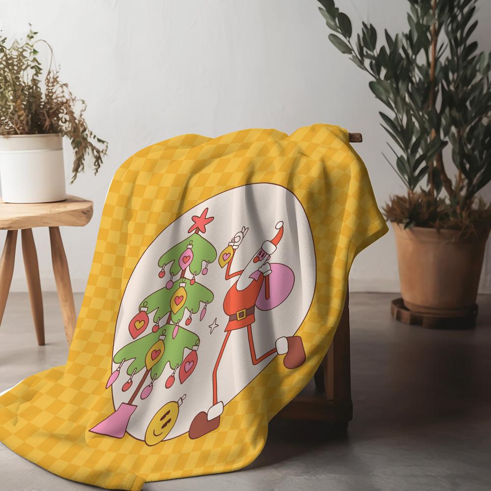 

Santa Claus Throw Blanket Christmas Gift Cozy Home Decor Holiday Festive Reversible Soft Warm Bedspread Couch Cover Gift for Her 75cmx90cm