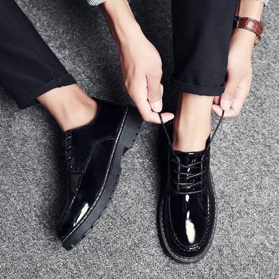 Pantofi din piele pentru bărbați toamnă stil coreean tip social lucios strălucitor din piele lacuită studenți britanici tineri pantofi casual din piele