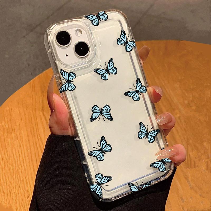 Cute Cartoon Butterflies Phone Case for Samsung S25 S24 S23 Ultra S22 Plus S21 FE A53 A52S A14 A15 A54 A55 5G Air Cushion Cover