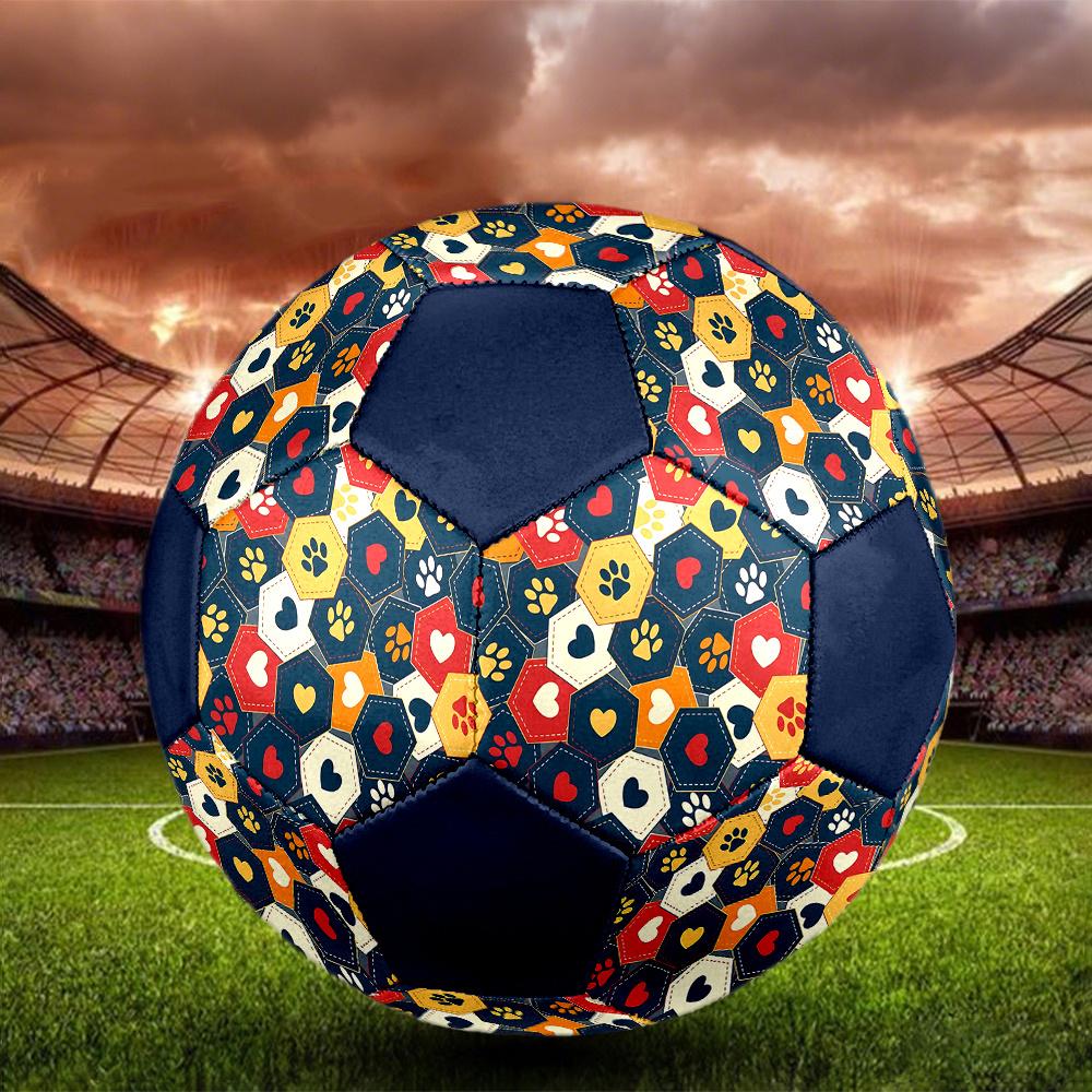 1PC Paw Prints Hearts Soccer Ball Size 5 Football Machine Sewn Indoor/Outdoor Universal Football W123