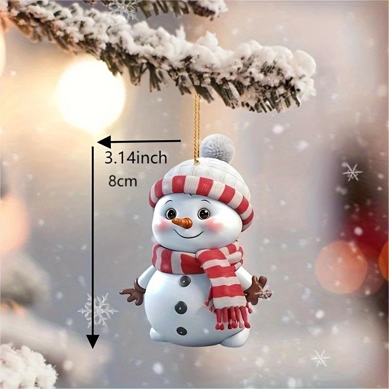 10Pcs Christmas Decoration Pendant 2D Acrylic Christmas Snowman Christmas Tree Pendant for Home Decor Navidad New Year Gifts