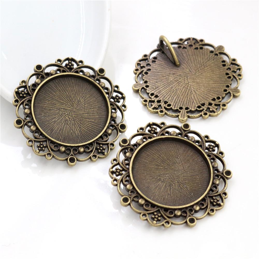 5pcs 25mm Inner Size Pendant Cabochons Blank Base Setting Bezel Tray Alloy DIY Jewelry Making Accessories for Necklace Keychains