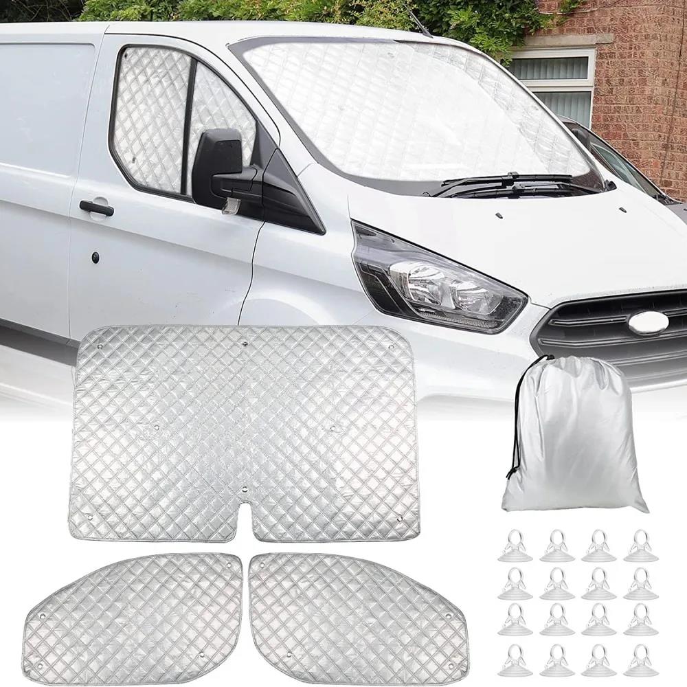3 Set Car Sunshade Windshield Covers Sun Block for Ford Transit Custom MK8 2012-2022 Auto Window UV Protection Shield ReflectiveGood product