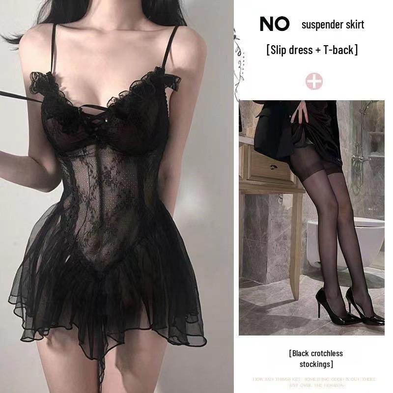 Provocative Transparent Lingerie Set: Flirty Bra and Pajama for Passionate Nights