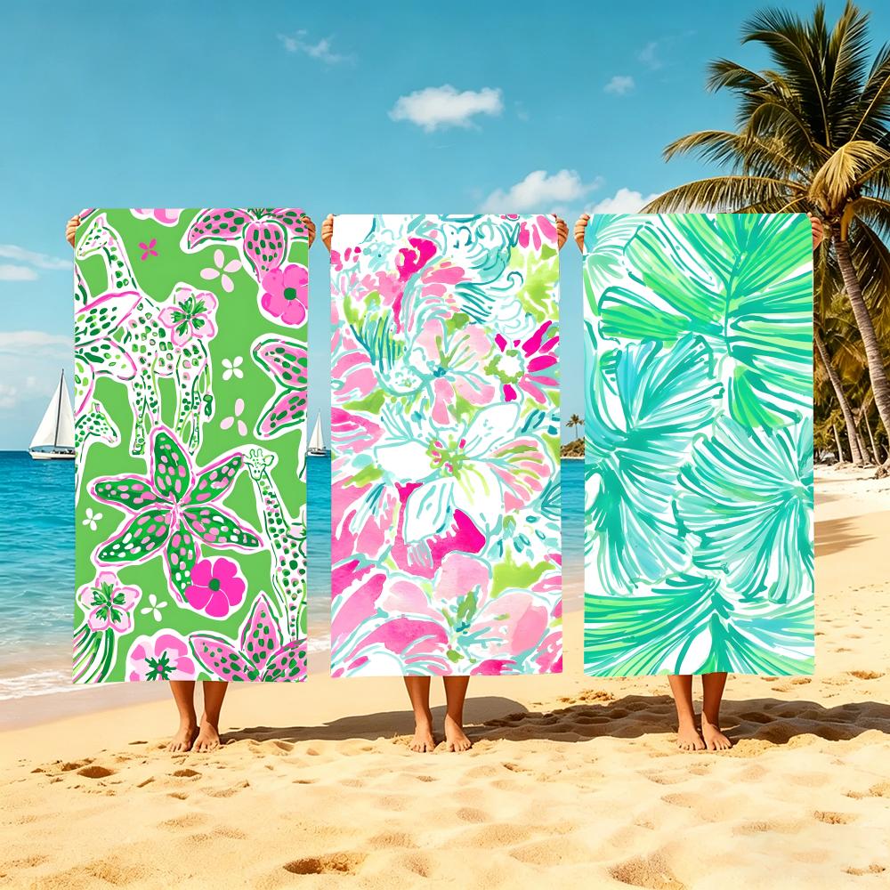 Towel Microfiber beach towel, quick-dry, sand-free, ultra-fine fiber, super soft. L-Lilly Pulitzers