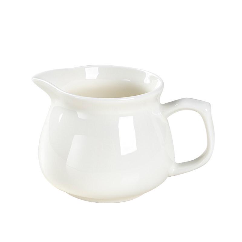 White Porcelain Tea Set: 270ml Pitcher, 190ml Fairness Cup, Milk Pitcher, and Blue & White Landscape Divider.