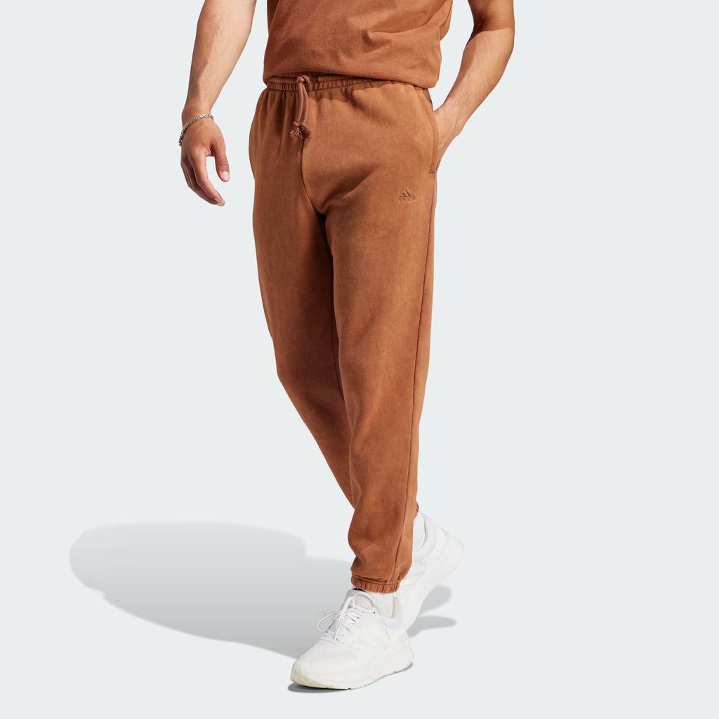 Adidas All Season Garment Wash Pants With Solid Logo Men Pants Brown IB4075