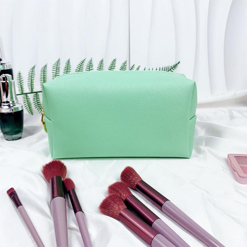 Dopaminová kožená kosmetická taška na úschovu make-upu, osmihranná malá čtvercová taška, jednoduchá jednobarevná dárková kosmetická taška