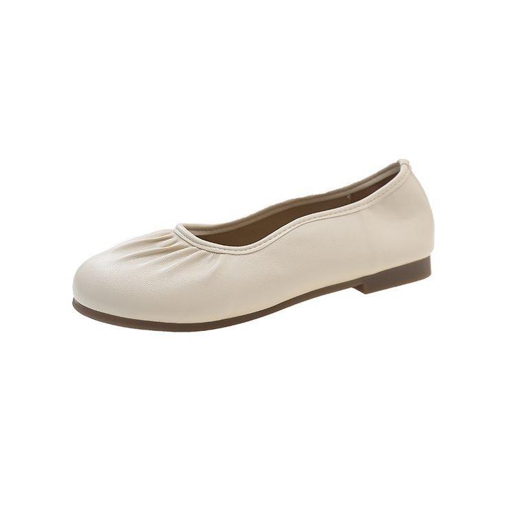 French gentle wind shallow mouth grandma shoes women's 2025 new summer with skirt one pedal soft flat sole maternity shoes