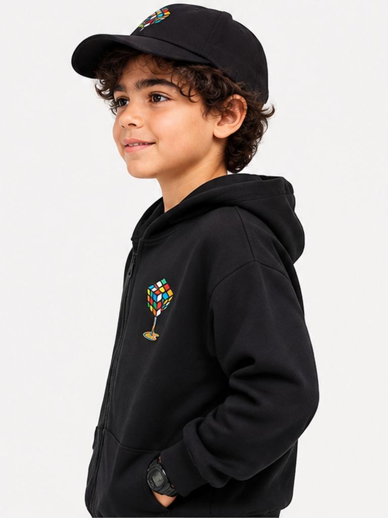 Children's New Brand Outerwear Magic Cube Fun Jacket Boys and Girls Autumn Polyester Hoodies Black Pink Coat