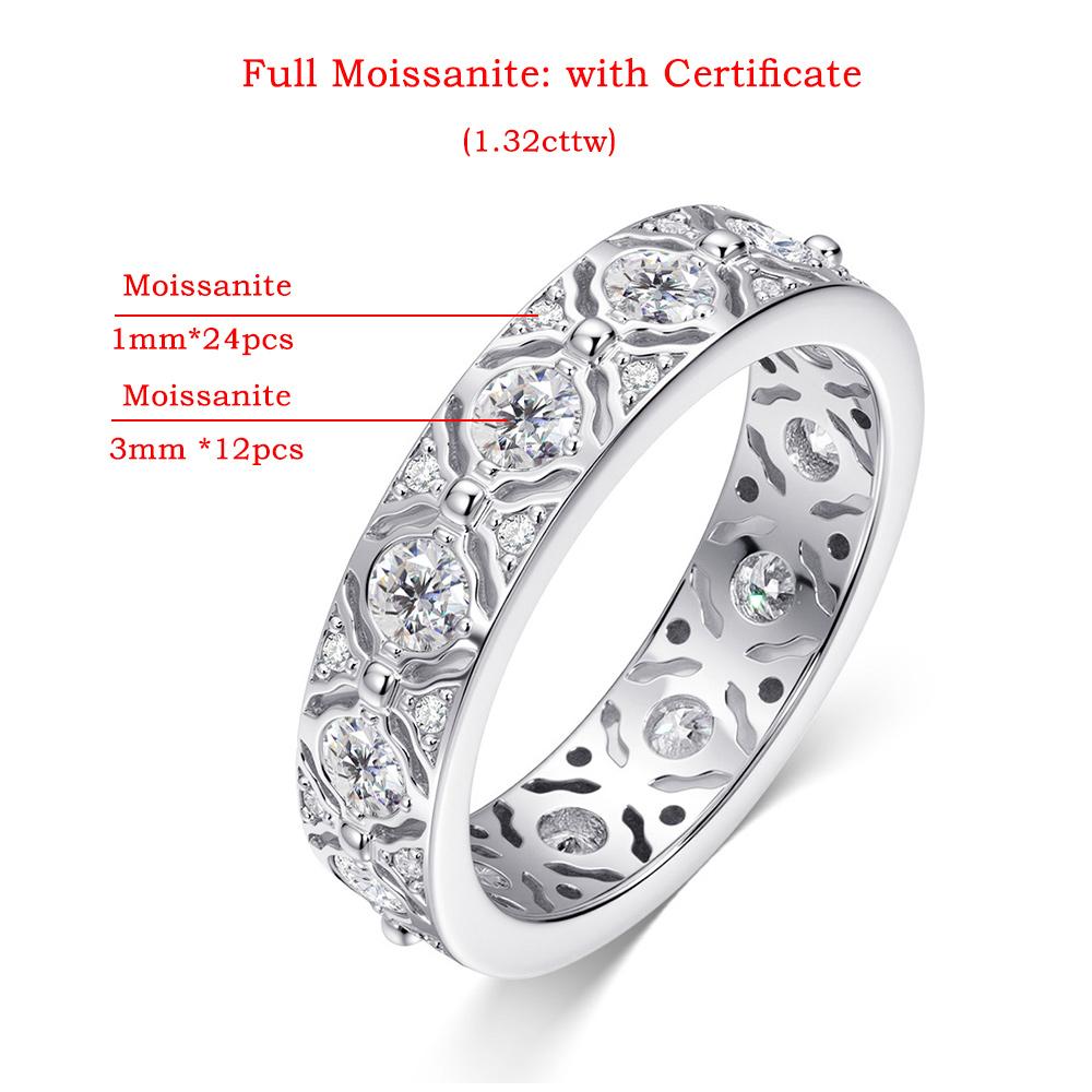 Certified 1.32cttw D Color All Moissanite Wedding Ring for Women 100% CopperWide Eternity Band Luxury Jewelry Gift