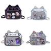 Mechanical Student Cat Backpack With Grid Pocket Cartoon Print For Wear Casual