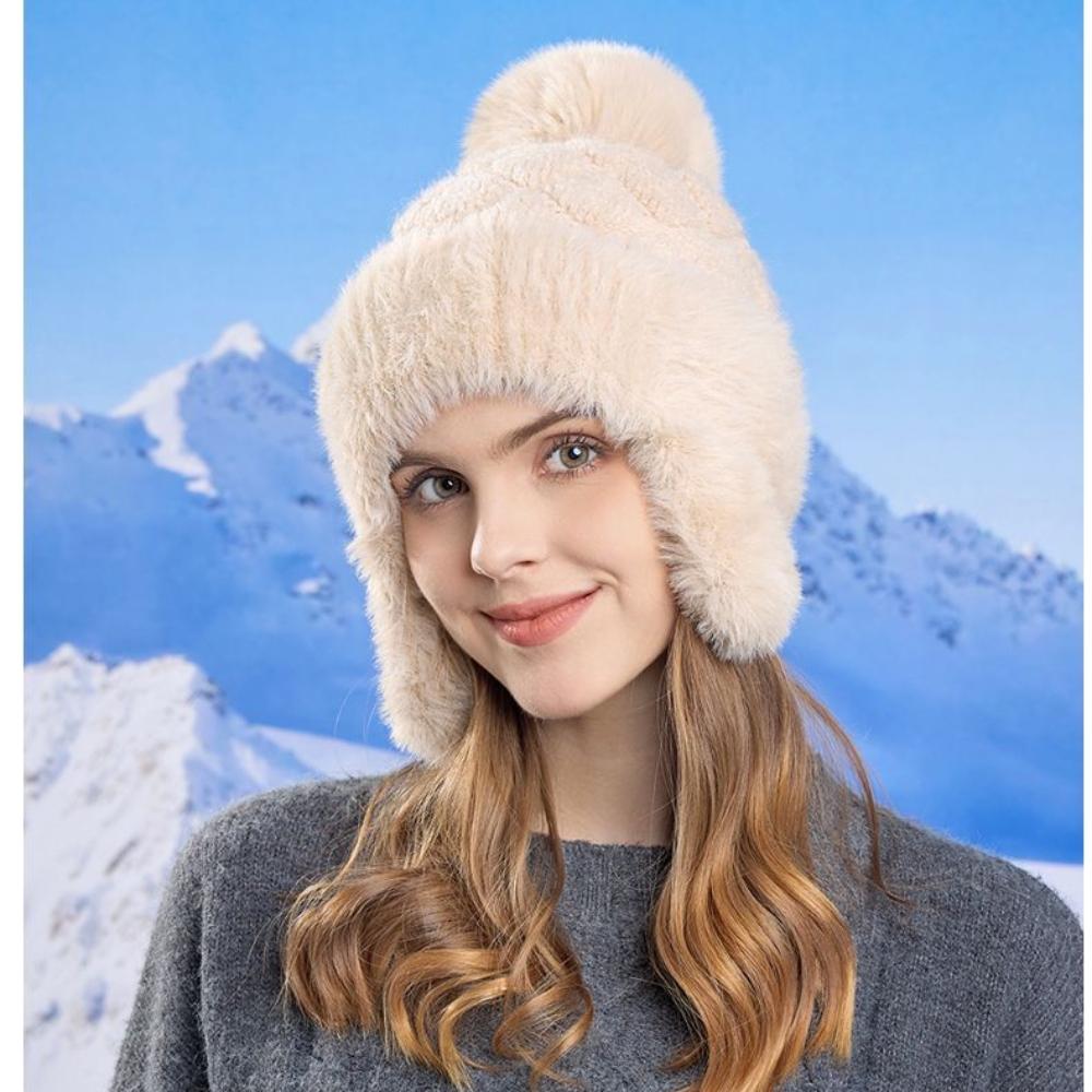 Hat winter new warm cute knitted plush plush ear protection hat cold thickened fashion wool hat