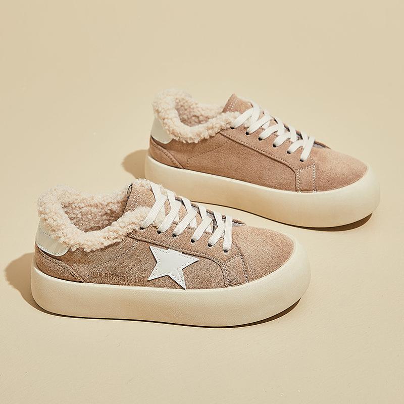 

Winter velvet white shoes for students, thick soled sports board shoes for leisure and warmth 35 хакі