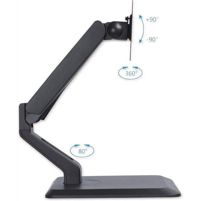 Support de moniteur - puremounts - vesa 100x100 - noir - réglable en hauteur - inclinable 90°/-90°