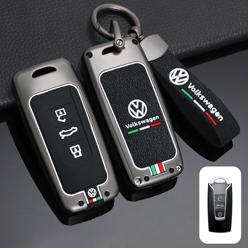 For VOLKSWAGEN VW Zinc Alloy+Silicone Car Key Bag Smart Remote Keychain For Volkswagen VW Touareg 2018 2019 2020 2021 2022 Keyri