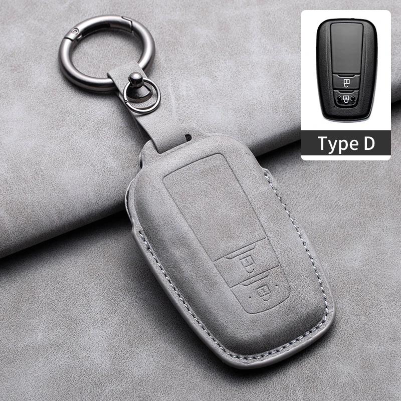 Leather Car Key Case Cover Shell for Toyota Prius Camry Corolla CHR C-HR RAV4 2017 2018 2019 2020 Land Cruiser Prado GT86