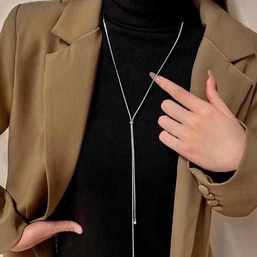 Pulling Sweater Chain Long Style, High-End Feel Snake Bone Chain Simple And Non Fading Necklace For Women, Light Luxury, Niche