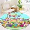 Blocks Clouds Custom Name Round Area Rug Carpet Rug For Living Room Bedroom Sofa Playroom Decor Nonslip Floor Mat