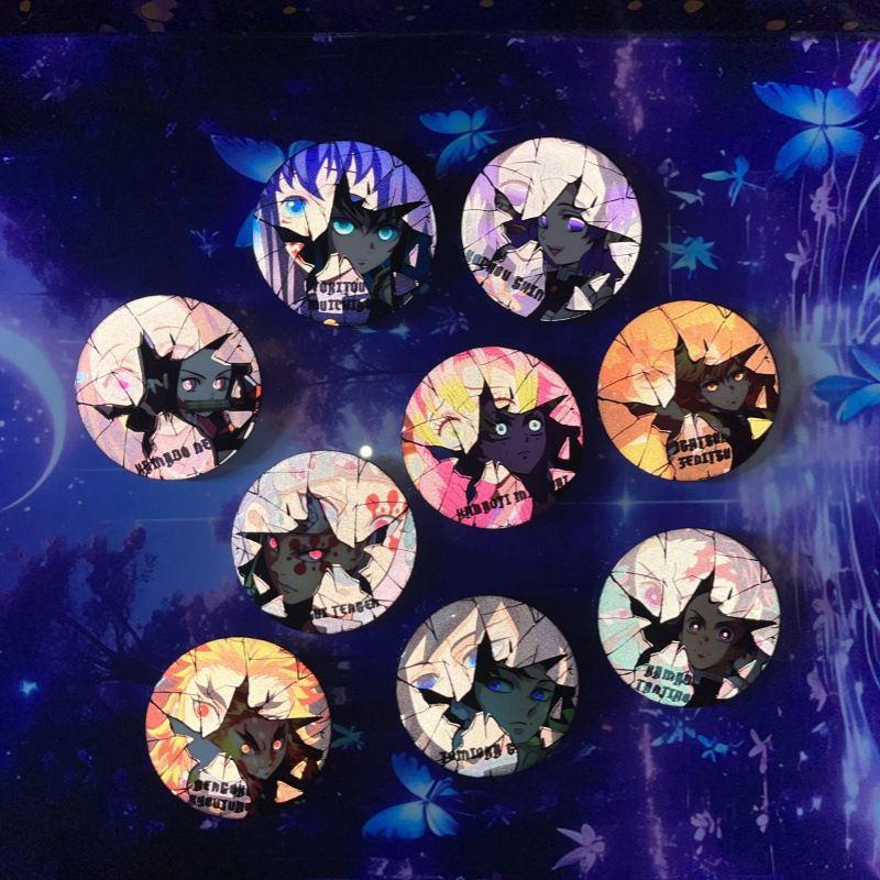 Demon Slayer Broken Badge Anime Pins Collection Hanging Accessory Merchandise Reflective Cool Cartoon Kimetsu No Yaiba