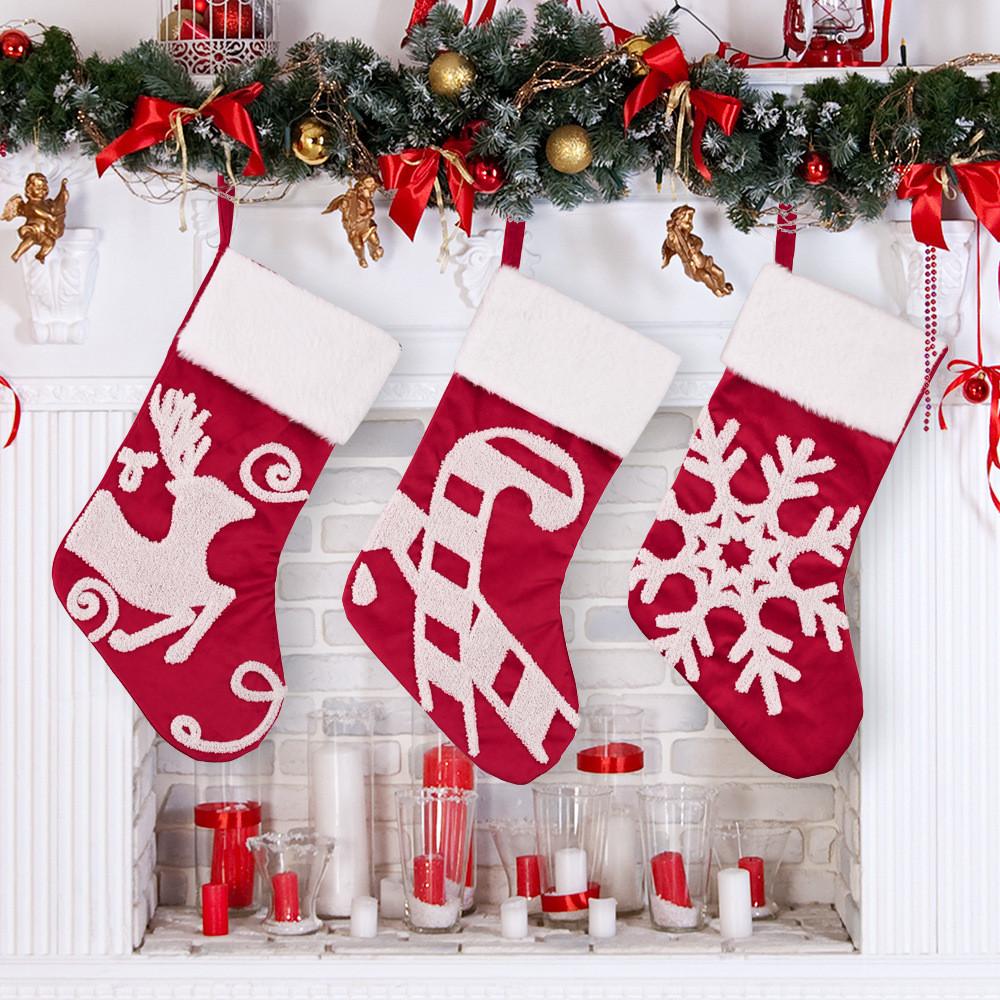 Christmas Beautifully Crafted Stockings With Soft Fabric And Playful Reindeer And Snowflake Themes