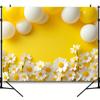 Lebendiger Gelber Gänseblümchen- und Luftballon-Hintergrund, Florale Szene, Fotografie-Hintergrundtuch