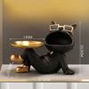Resin Dog Statue Living Room Decor Dog Sculpture Table Tray Ornaments French Bulldog Figurine for Home Interior Desk Decoration