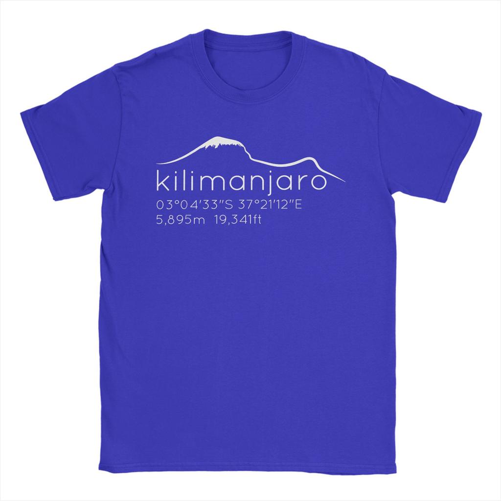 Casual Kilimanjaro with Lat Long Elevation T-Shirt Men Crewneck Cotton T Shirts Graphic Mount Short Sleeve Tee Printing Clothing