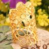 Fashion  Women Hollow Out Flower Alloy Opening Ring Black and Golden AVE