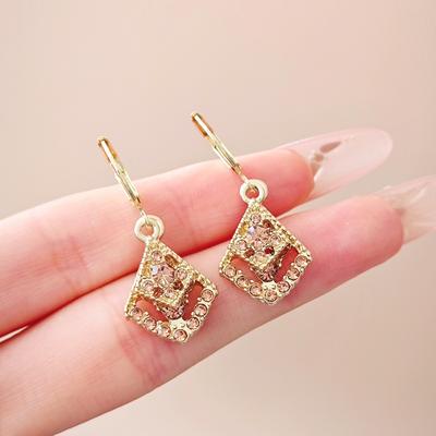 Designed Brown Double Layer Zircon Geometry Earrings for Women Fashion Personalized Daily Accessory Party Jewelry Birthday Gifts