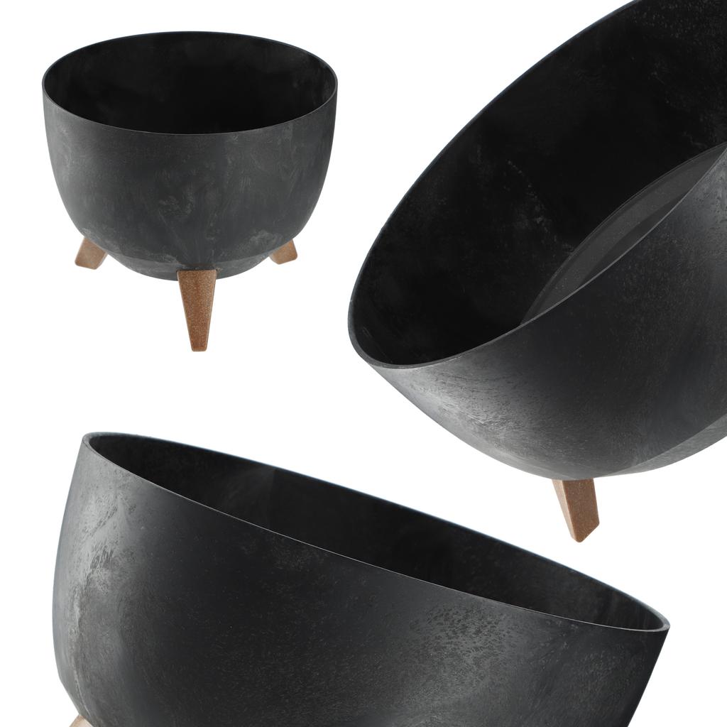 KADAX Flower Pot Planter 29cm Cover + Insert Legs Cork Flower Stand Black