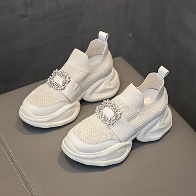 Scarpe con Zeppa Scarpe da Donna Primavera Estate Nuova Moda Strass Sportive Casual Slip-On Mesh Traspiranti Sneakers Donna