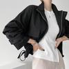 Autumn Vintage Korean Hooded Zipper Casual Solid Color Long Sleeve Jacket for Women