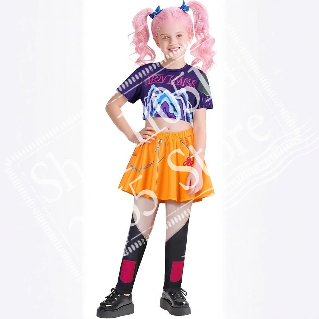 2025 Anime Kpop Demon Hunter Cosplay Kids Girls Style Rumi Zoey Mira Cosplay Full Suit Kids Stage Performance Clothes Halloween
