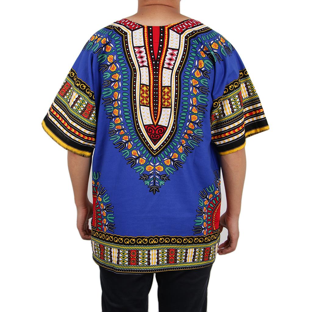 Unisex African Prints Dress Cotton Dashiki Shirt Ethnic Caftan