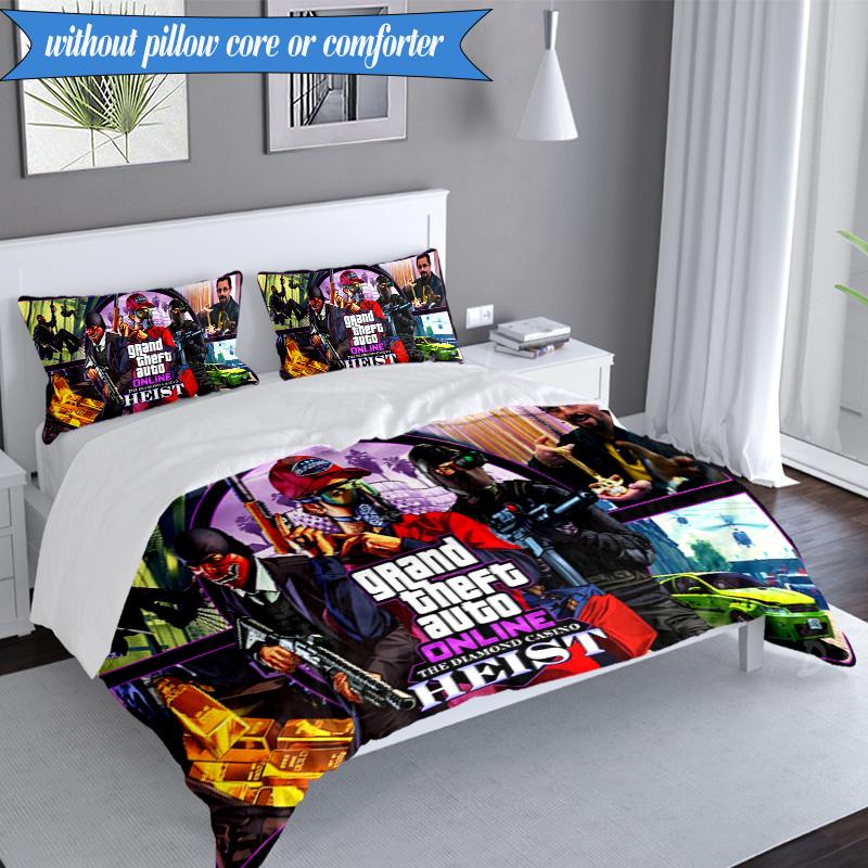 3PCS Theft Auto Bedding Set Duvet Cover Closure Includes 1 Duvet Cover & 2 Pillowcases for All Seasons Bedroom Decor Christmas Fan gifts