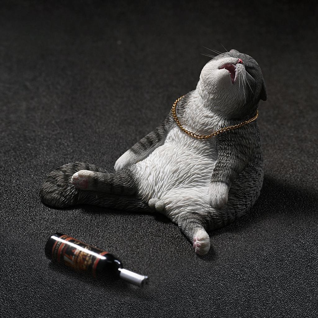 Creative Drunk Cat Ornament Automotive Interior Decoration Ornaments Simulated Cat Resin Sculpture Home Decoration Props 7x7cm