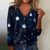 Women's Fashion Print Long Sleeve Knitted Cardigan Button Up Jacket