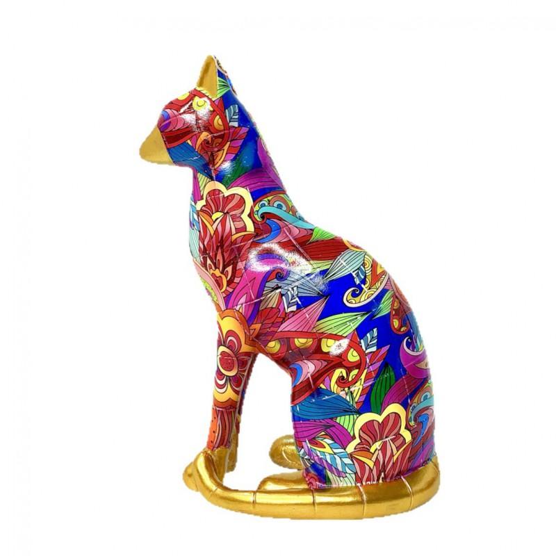 Bunte Harz-Katzenfigur Sitzende Haltung Dekoration Ornament Wohnzimmer Flur Schreibtisch Büro Heimdekoration