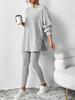 Autumn/Winter 2025 Ribbed Hooded Long Sleeve Casual Women's Set