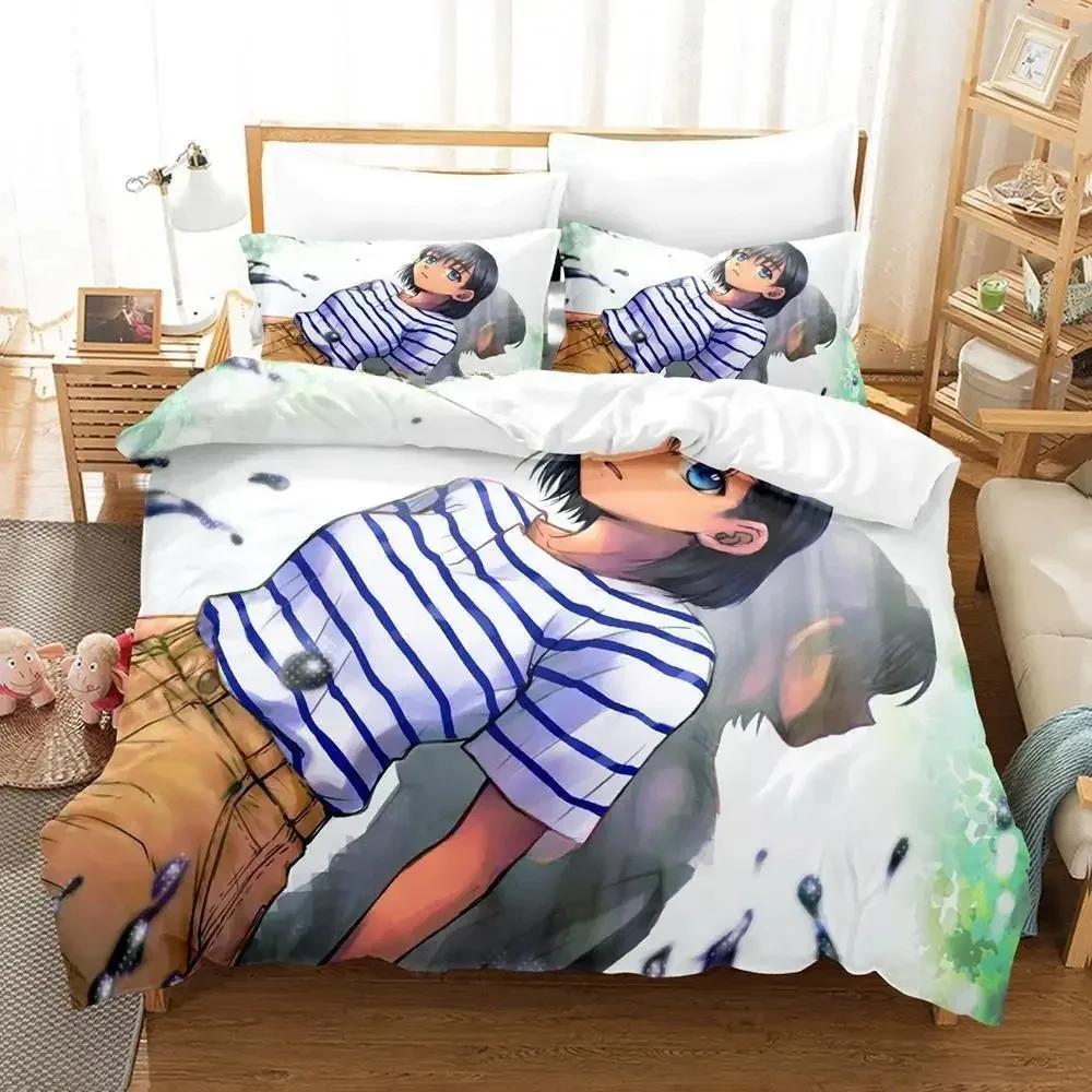 Nytt sommar-tid rendering sängklädesset tecknad anime tredelat set vuxen barn sovrum påslakanset 3D kawaii flickor enkelsängsset